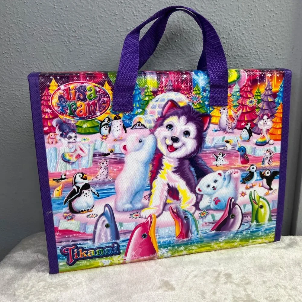 Lisa Frank Tikanni Husky Trifold Portfolio Folder Carrying Case Penguin Dolphin